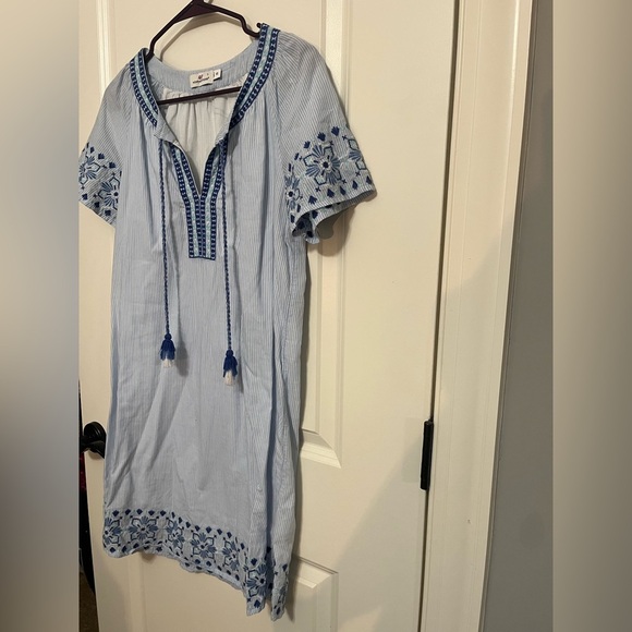 Vineyard Vines Sea Stripe Cotton Embroidered Peasant Dress Size XS (S fit) - Picture 3 of 10
